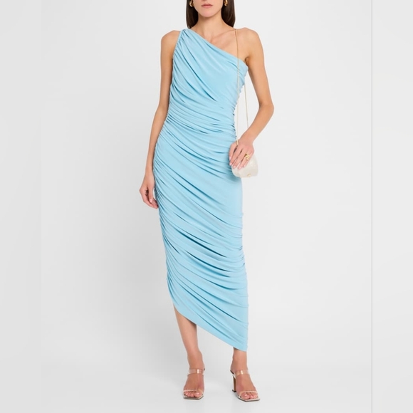 Norma Kamali Dresses & Skirts - Norma Kamali Diana One Shoulder Ruched Gown Powder Blue M